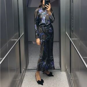 NEW Zara Mesh Bow Slingback Heels in Black US W 6